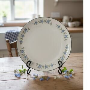 Lennold Rhapsody Chop Plate Platter-Blue Roses-Platinum Rim-Japan-1812-China